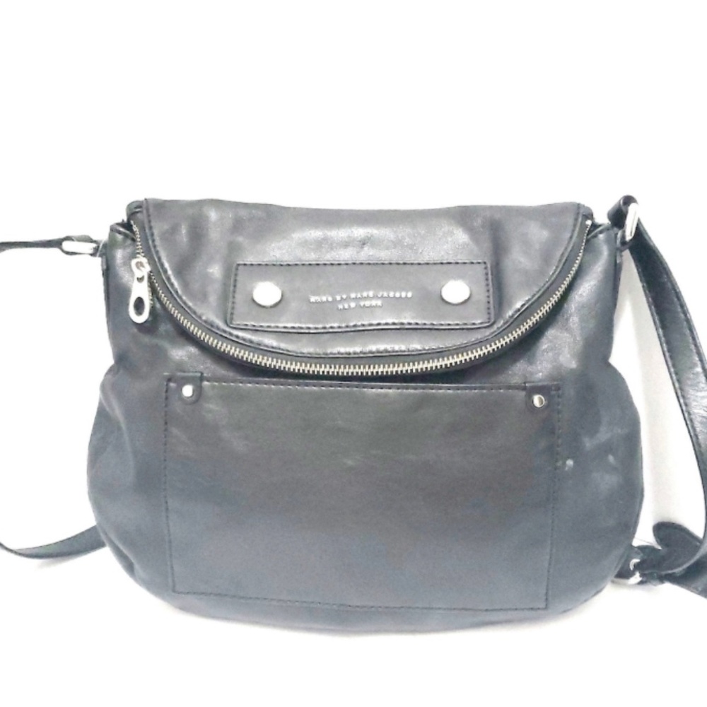 MARC by Marc Jacobs Preppy Natasha Leather Crossbody Taupe Grey Silver Hardware